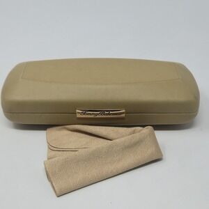 Tommy Bahama Sunglasses Case Hard Shell Tan Beige with Branded Cleaning Cloth